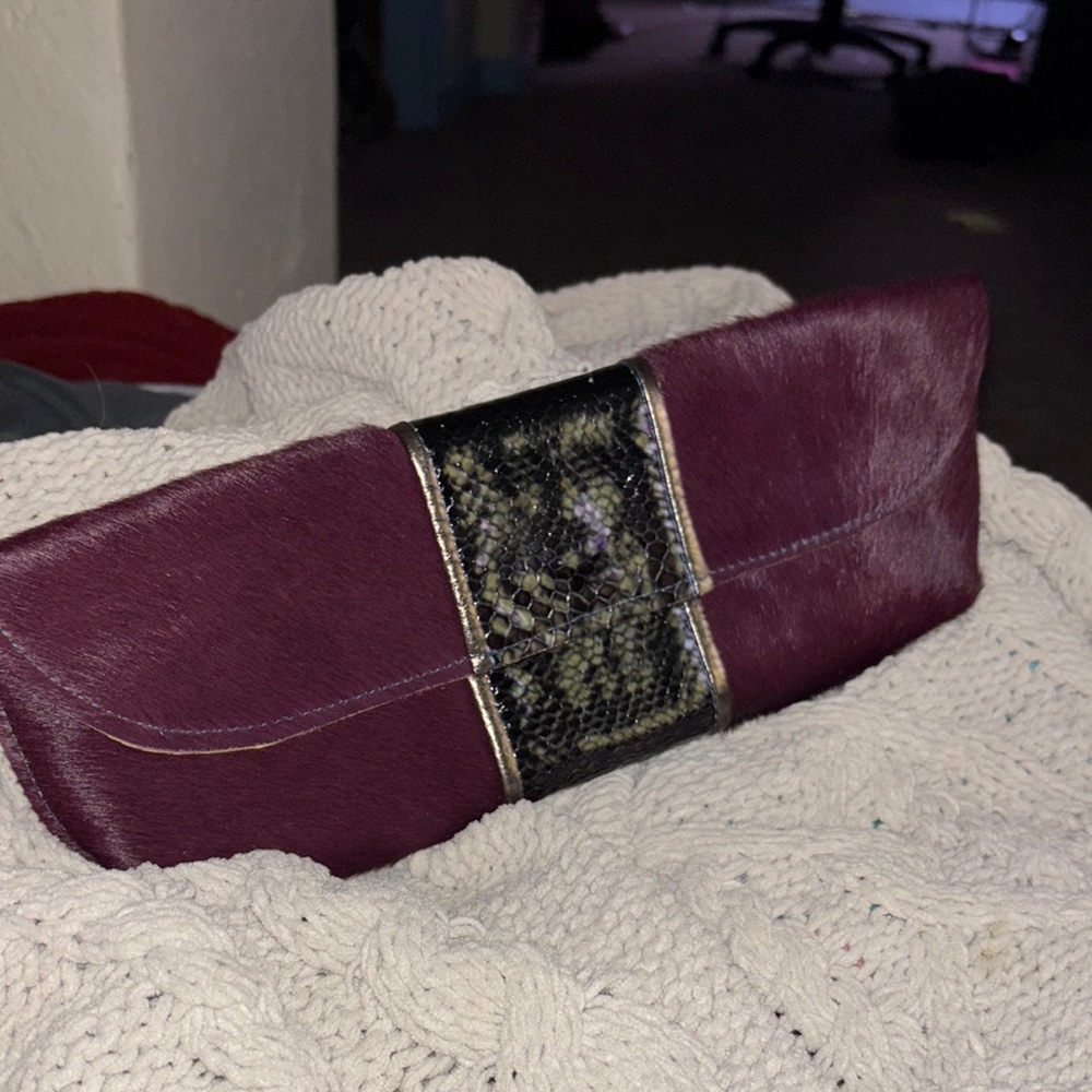 Elegant Purple and Black Clutch Wristlet